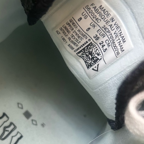 Converse x Chiara Ferragni All Star Ox Sneakers - Black Glitter Womens Size 8 - Picture 6 of 6